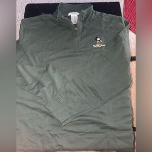 Walt Disney World Parks 1/4 Zip Pullover Mickey Mouse Disney World Green Mens L